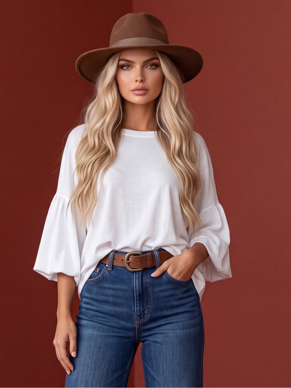 eesome White Bell Sleeve Long Sleeve Top